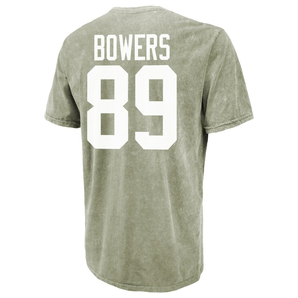 Brock Bowers Las Vegas Raiders Majestic Threads Mineral Wash Name & Number T-Shirt Moss Green