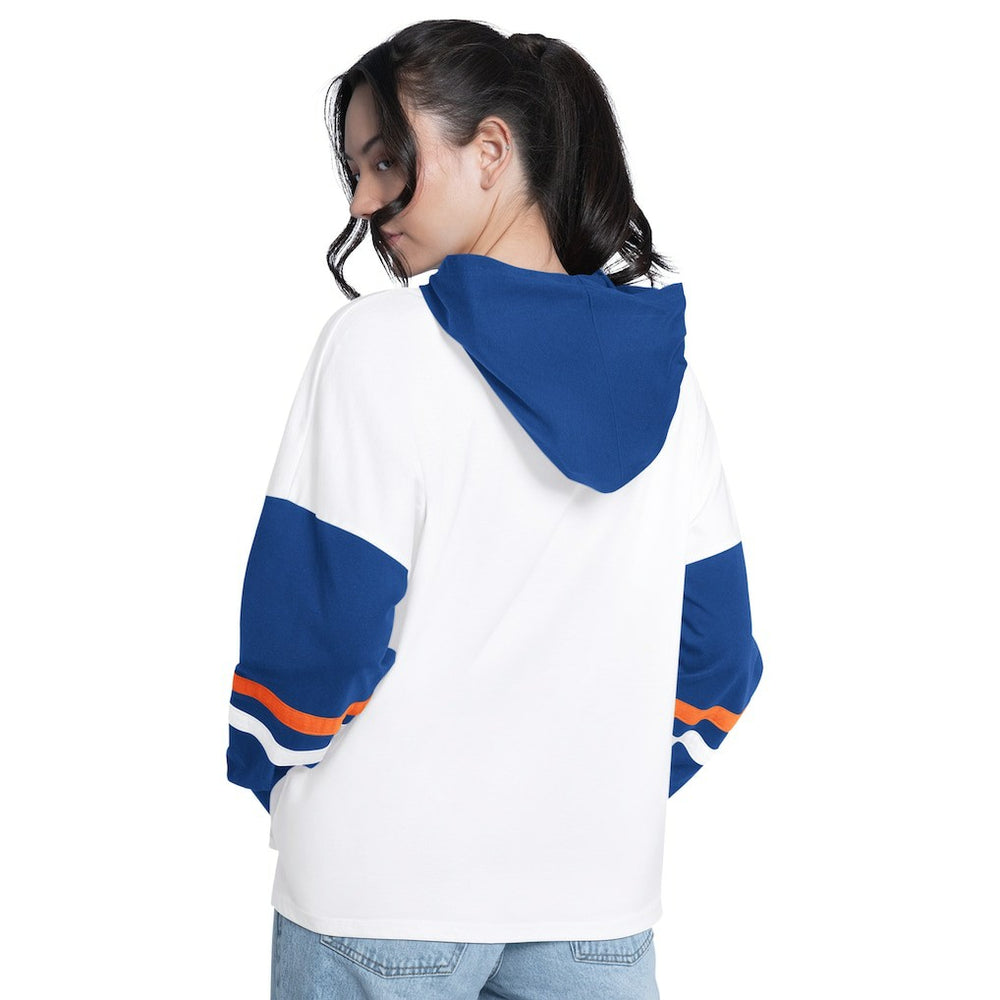 New York Knicks G-III 4Her by Carl Banks Women's Key Player Oversized Hooded Long Sleeve T-Shirt White/Royal