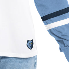 Memphis Grizzlies G-III 4Her by Carl Banks Women's Key Player Oversized Hooded Long Sleeve T-Shirt White/Blue