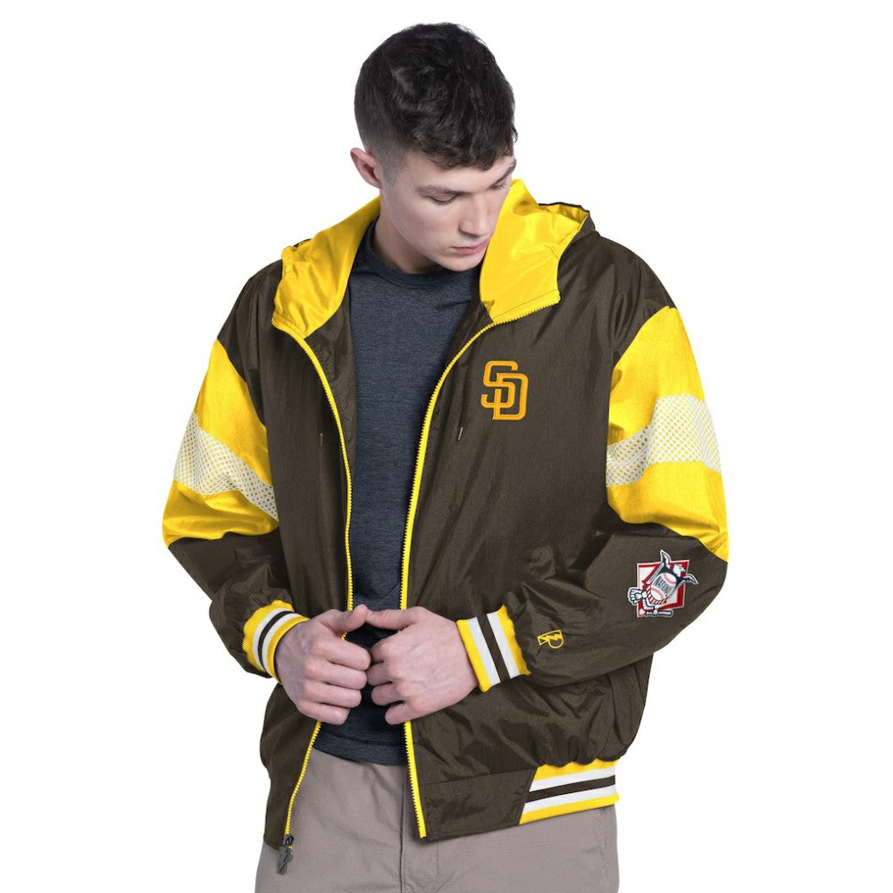 San Diego Padres Pro Player Legacy Lightweight Full-Zip Hooded Jacket - Brown/Gold Jackets