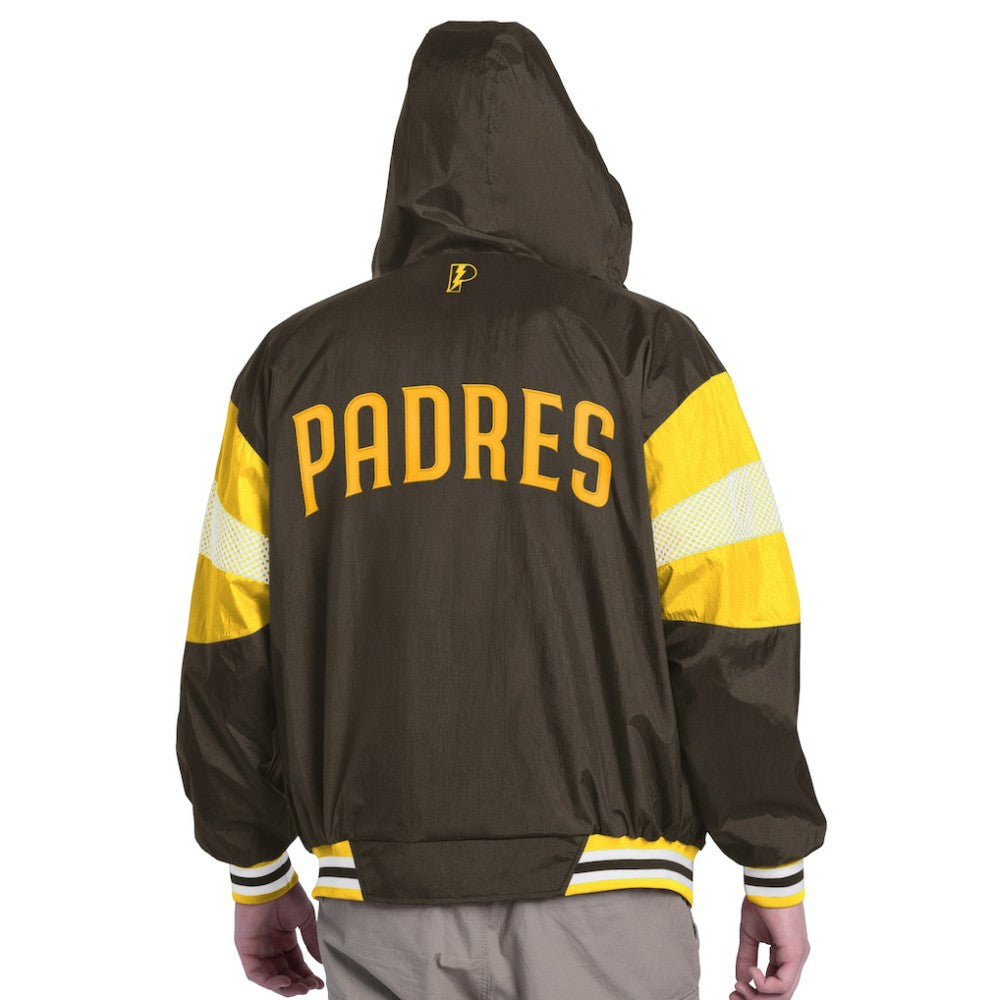 San Diego Padres Pro Player Legacy Lightweight Full-Zip Hooded Jacket - Brown/Gold Jackets