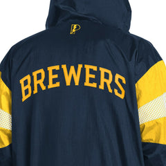 Milwaukee Brewers Pro Player Legacy Lightweight Full-Zip Hooded Jacket - Navy/Gold Jackets