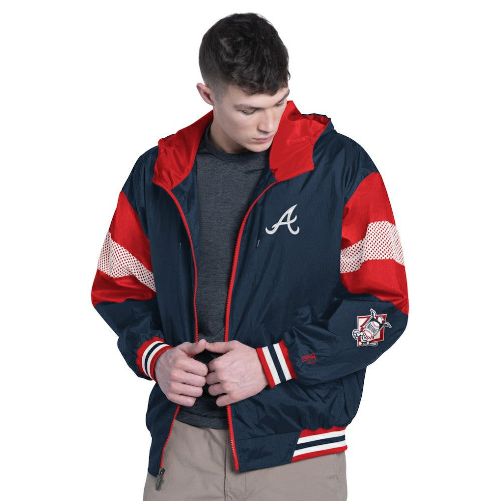 Atlanta Braves Pro Player Legacy Lightweight Full-Zip Hooded Jacket - Navy/Red Jackets