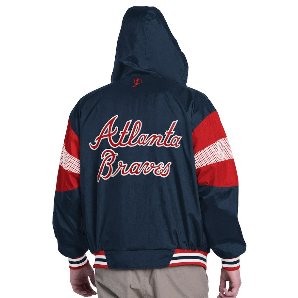 Atlanta Braves Pro Player Legacy Lightweight Full-Zip Hooded Jacket - Navy/Red Jackets