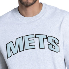 New York Mets Starter Face of Ice Blue French Terry Sweatshirt - Gray Sweatshirts