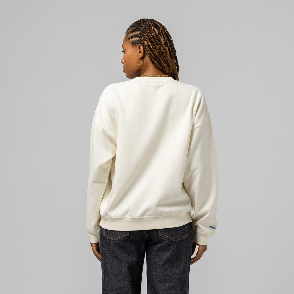 Los Angeles Dodgers Mitchell & Ness Women's Premium Crewneck Sweatshirt - Cream Sweatshirts