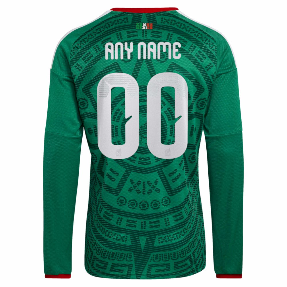 Mexico National Team 2026 Home Replica Long Sleeve Custom Jersey Green