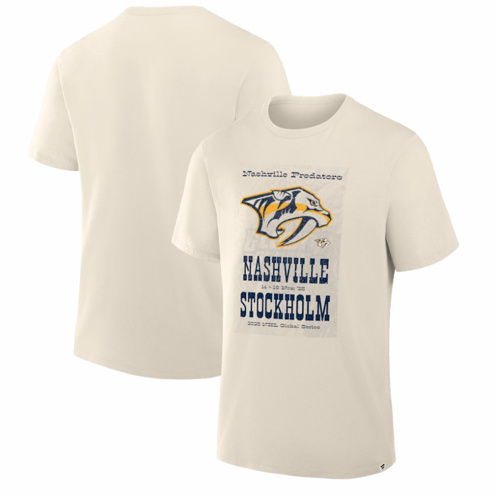NHL Nashville Predators 2025 NHL Global Series Hometown To Stockholm Legacy T-Shirt - Cream