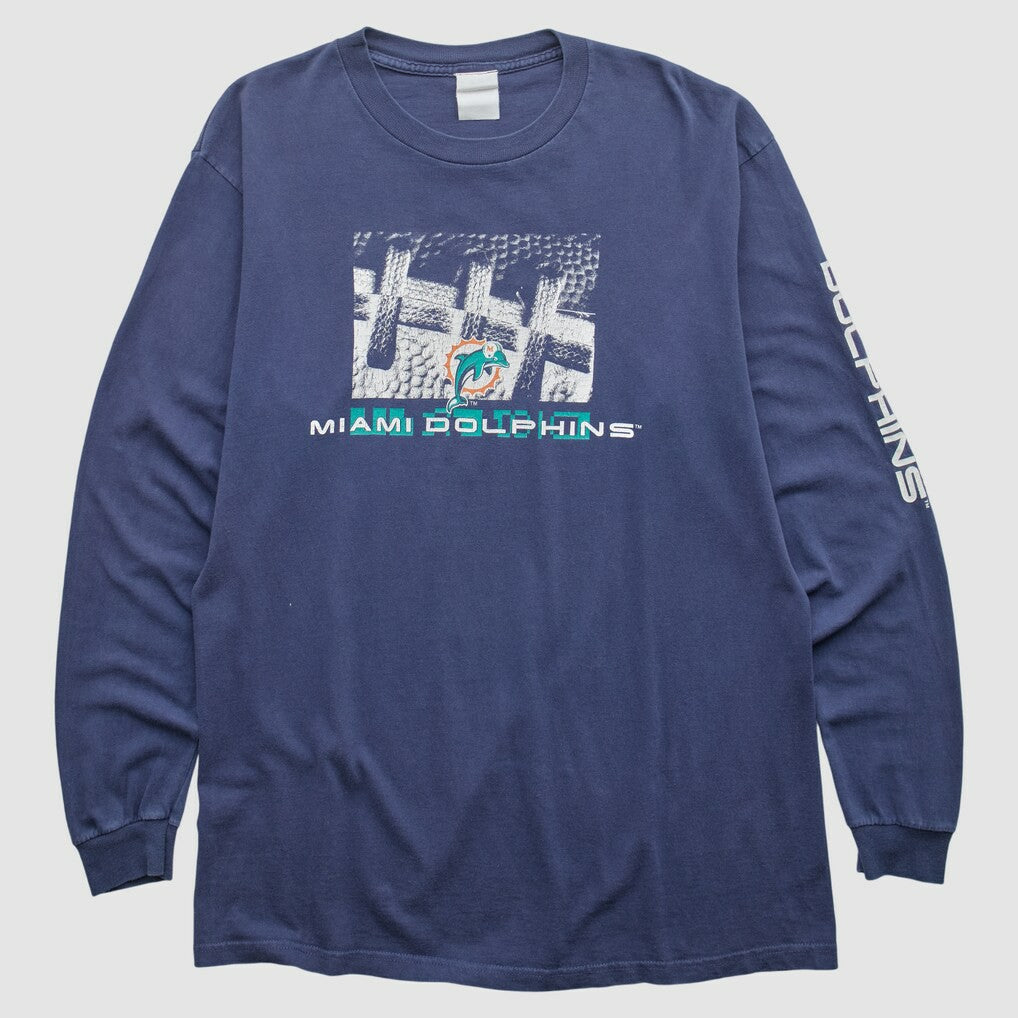 Miami Dolphins 2000s Long Sleeve T-shirt Navy Vintage