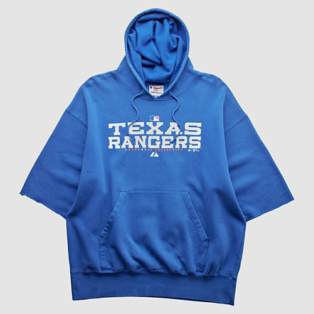 Texas Rangers Majestic 2000s Hooded Pullover Sweatshirt - Blue - 2XL by Fanatics Real Vintage Pullover