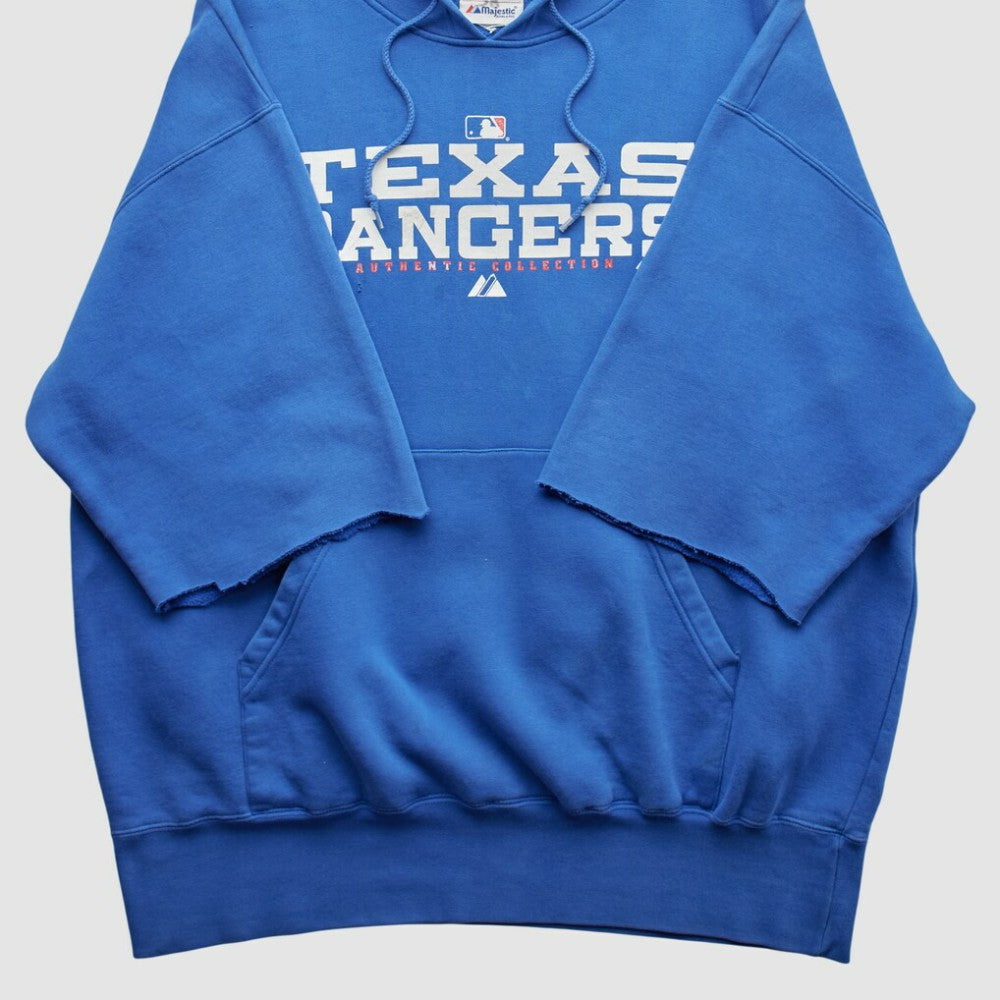 Texas Rangers Majestic 2000s Hooded Pullover Sweatshirt - Blue - 2XL by Fanatics Real Vintage Pullover