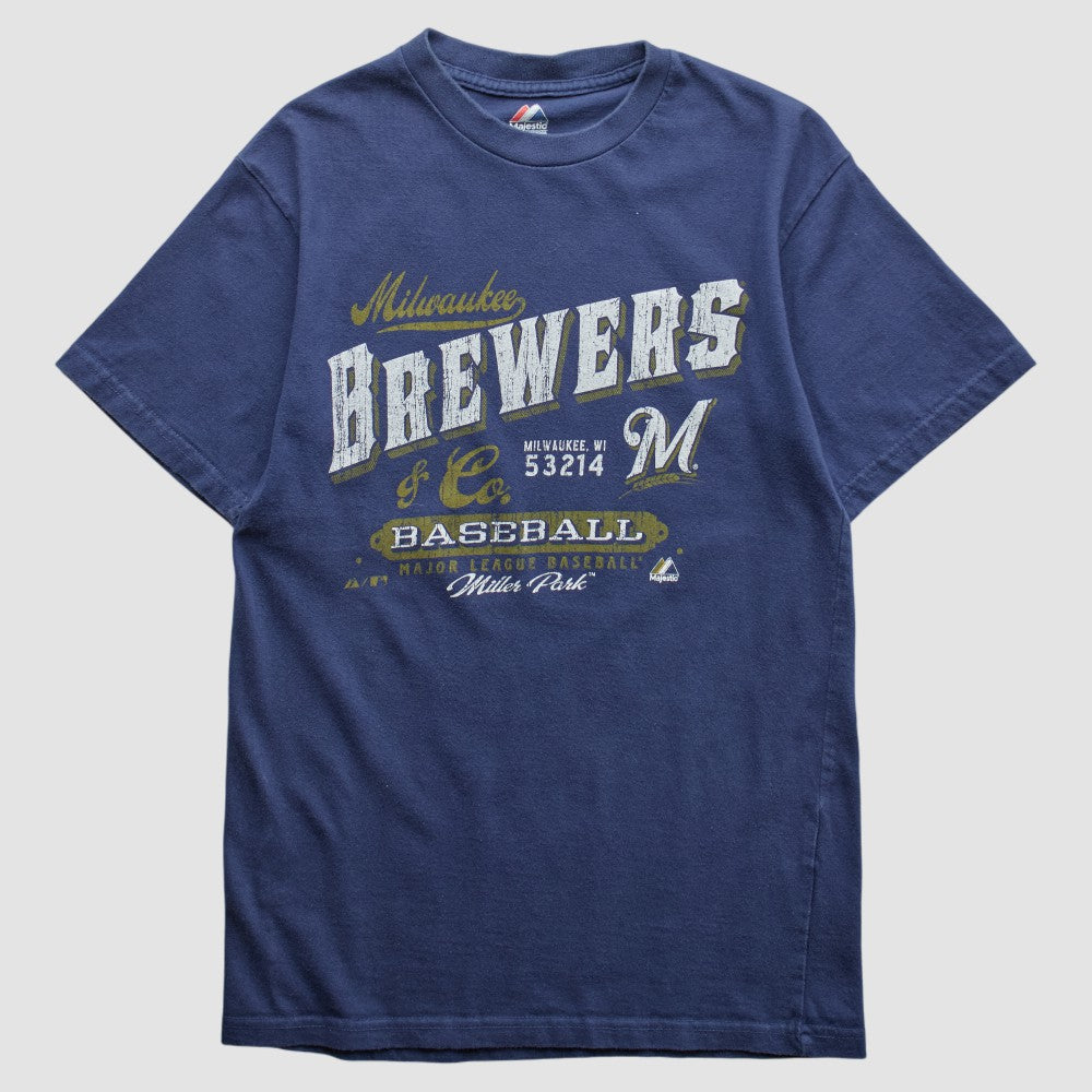 Milwaukee Brewers Majestic 2010s T-shirt - Navy - S by Fanatics Real Vintage T-shirts
