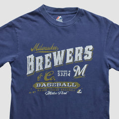 Milwaukee Brewers Majestic 2010s T-shirt - Navy - S by Fanatics Real Vintage T-shirts