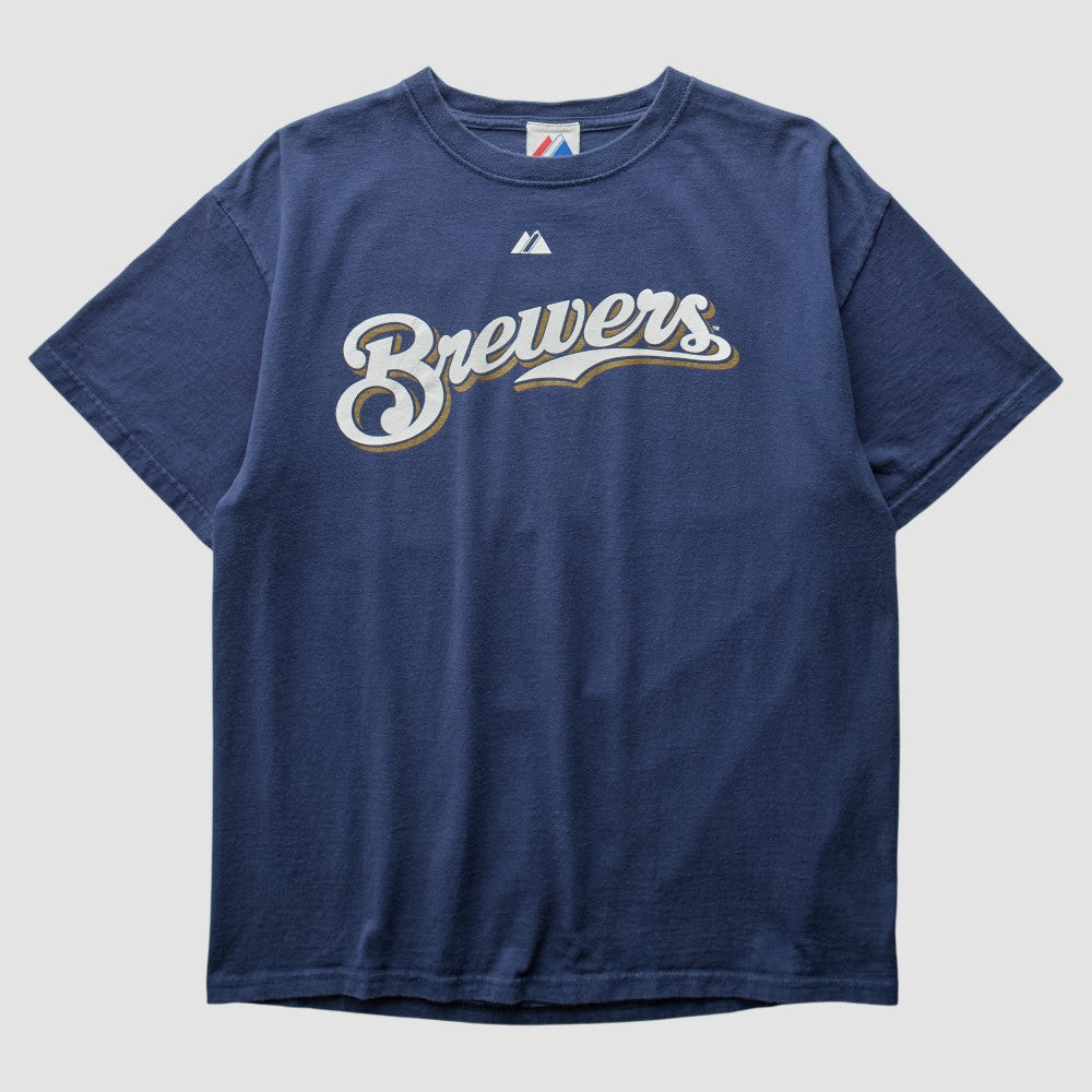 Milwaukee Brewers Majestic 2008 T-shirt - Navy - S by Fanatics Real Vintage T-shirts