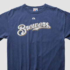 Milwaukee Brewers Majestic 2008 T-shirt - Navy - S by Fanatics Real Vintage T-shirts