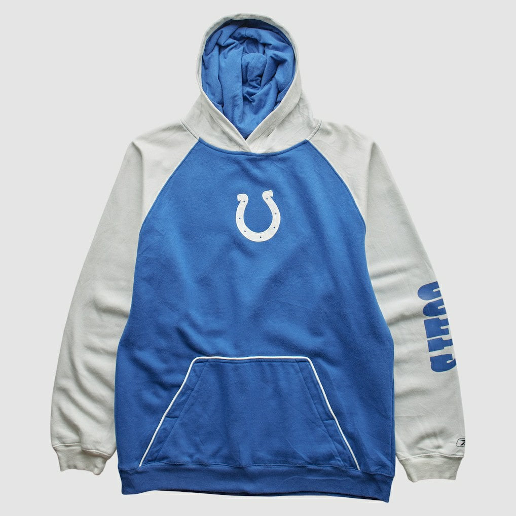 Indianapolis Colts Reebok 2000s Hooded Pullover Sweatshirt Blue Vintage