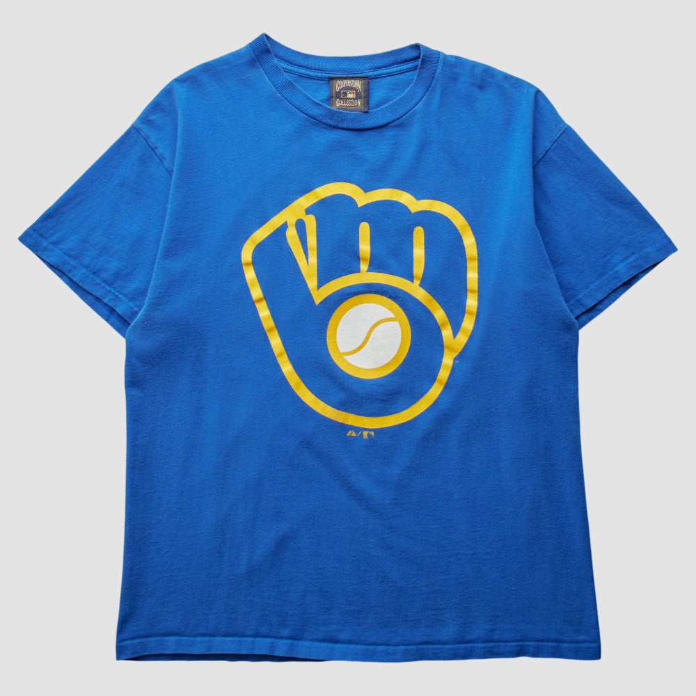 Milwaukee Brewers Majestic 2000s T-shirt - Blue - S by Fanatics Real Vintage T-shirts