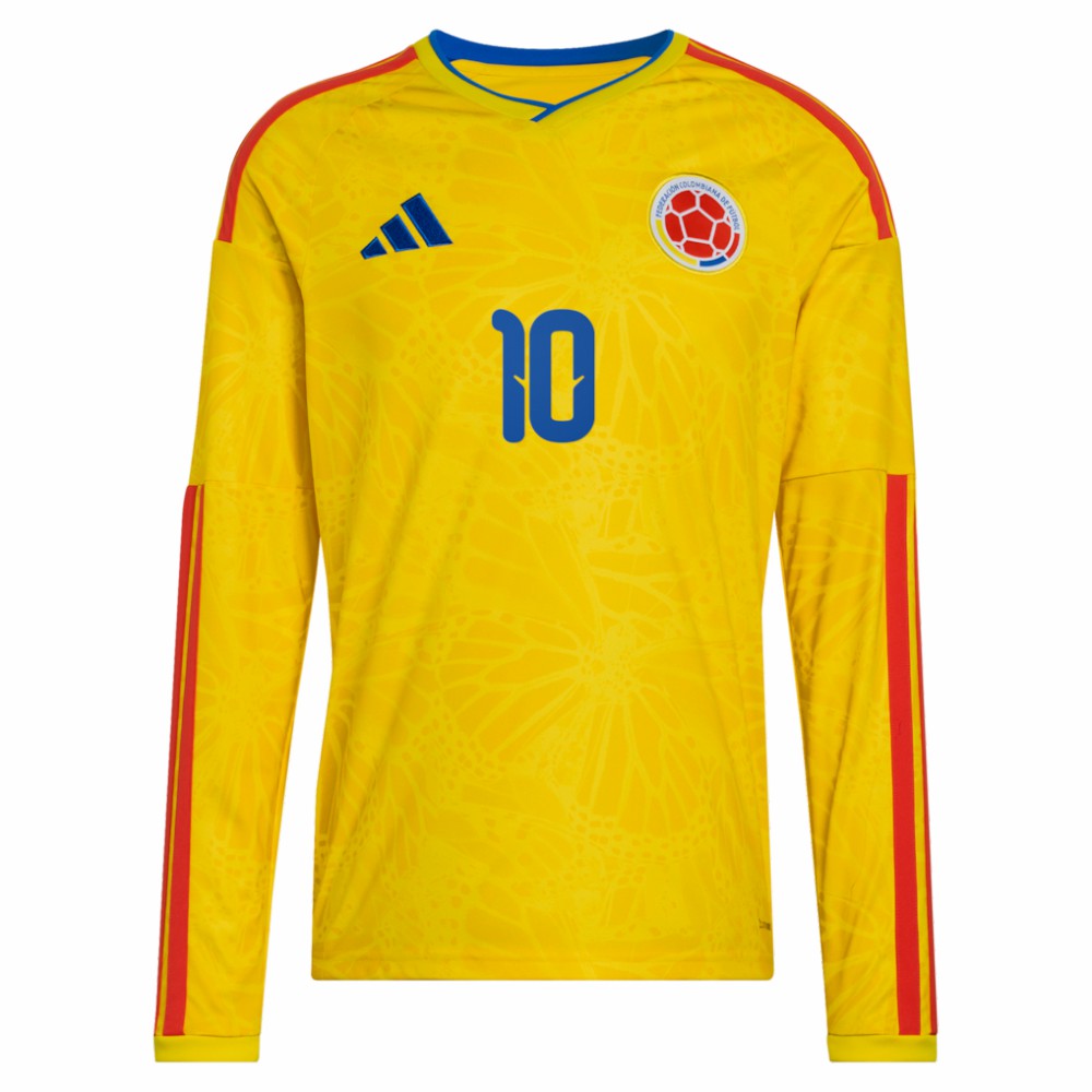 James Rodriguez Colombia National Team 2026 Home Replica Long Sleeve Jersey Yellow shop