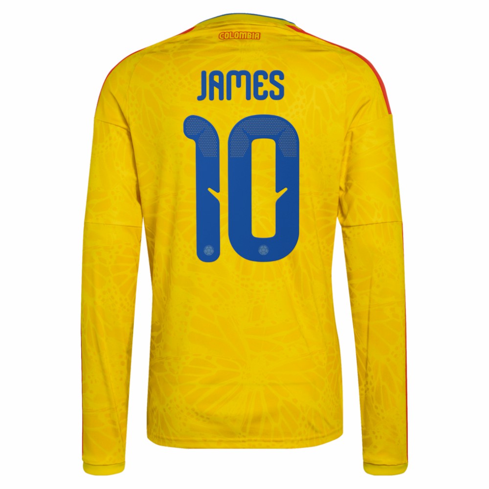James Rodriguez Colombia National Team 2026 Home Replica Long Sleeve Jersey Yellow shop