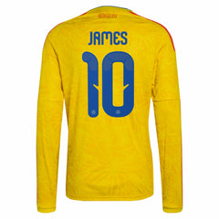 James Rodriguez Colombia National Team 2026 Home Replica Long Sleeve Jersey Yellow shop