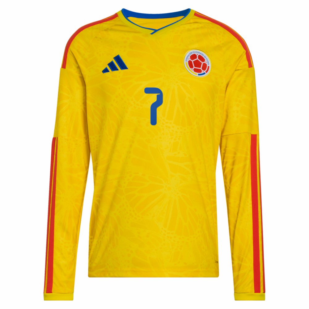 Luis Diaz Colombia National Team 2026 Home Replica Long Sleeve Jersey Yellow