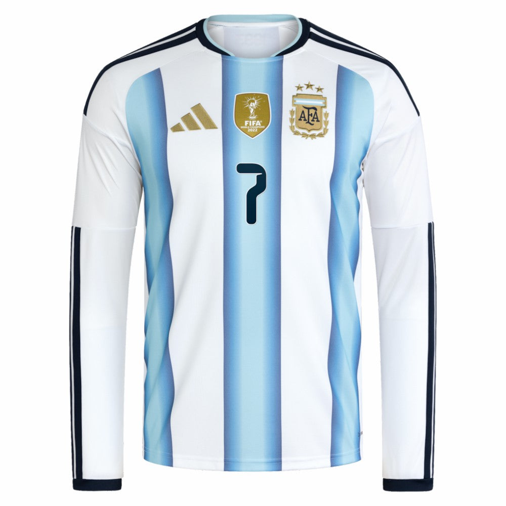 Rodrigo De Paul Argentina National Team 2026 Home Replica Long Sleeve Jersey White