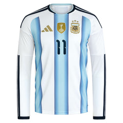 Angel Di Maria Argentina National Team 2026 Home Replica Long Sleeve Jersey White