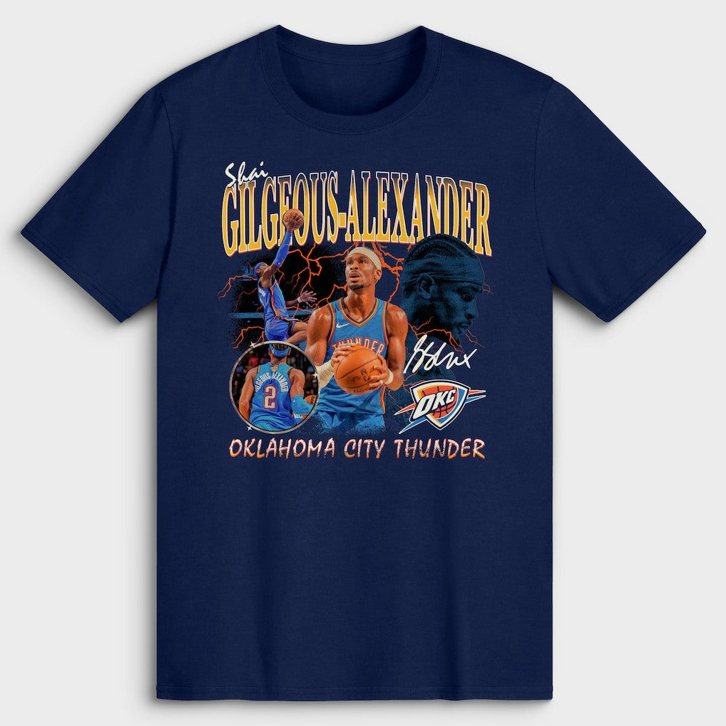 Shai Gilgeous-Alexander Oklahoma City Thunder Player Collage T-Shirt Navy