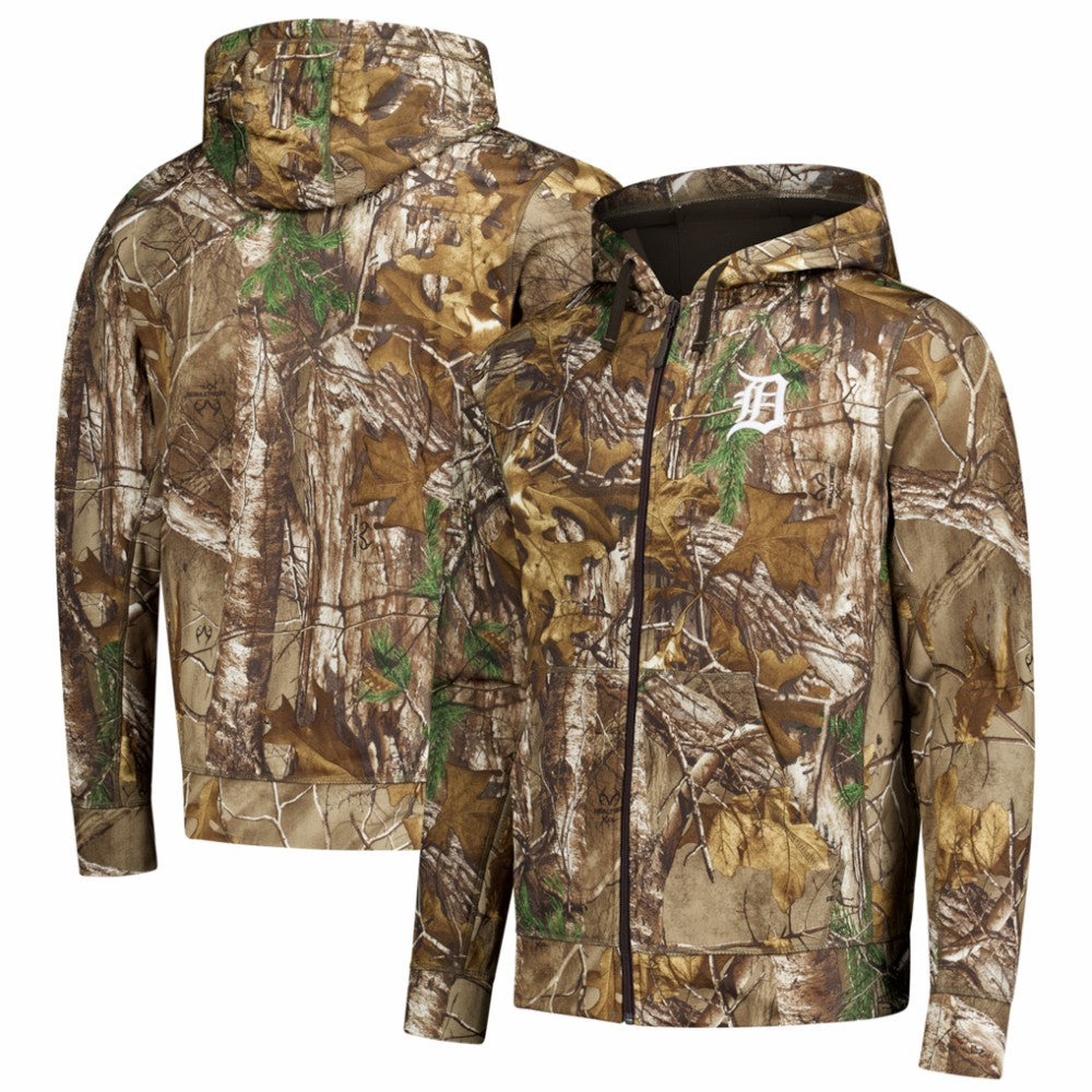 Detroit Tigers Dunbrooke Trophy Realtree Full-Zip Hoodie - Camo Hoodies