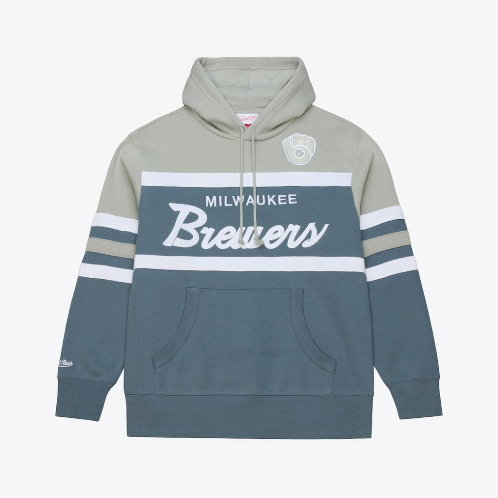 Milwaukee Brewers Mitchell & Ness Cooperstown Collection Thunderstorm Head Coach Hoodie - Gray Hoodies