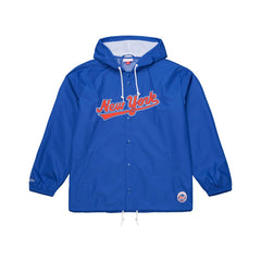 New York Mets Mitchell & Ness Full-Snap Hooded Coaches Jacket - Royal Jackets