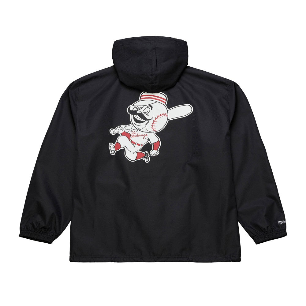 Cincinnati Reds Mitchell & Ness Full-Snap Hooded Coaches Jacket - Black Jackets