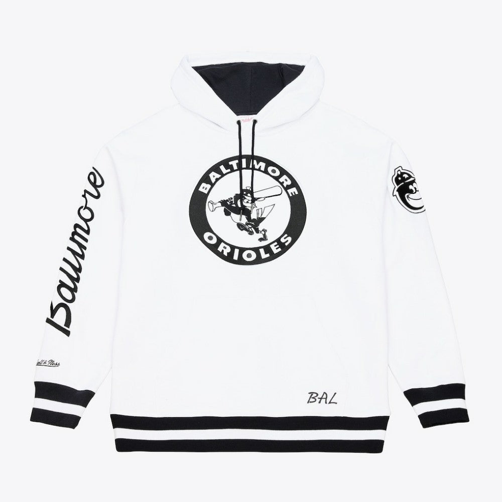 Baltimore Orioles Mitchell & Ness Cooperstown Collection Fleece Hoodie - White Hoodies