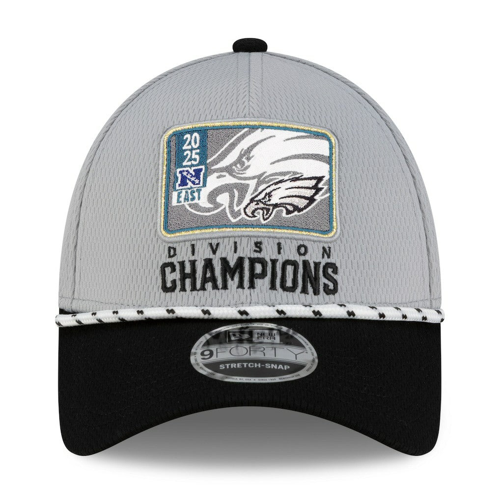 Philadelphia Eagles New Era 2025 NFC East Division Champions Locker Room Trophy Collection 9FORTY Adjustable Hat Gray/Black