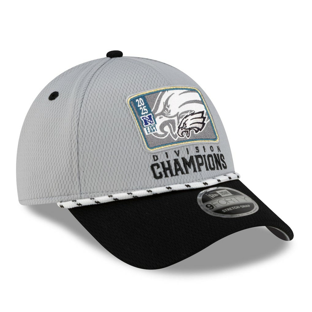 Philadelphia Eagles New Era 2025 NFC East Division Champions Locker Room Trophy Collection 9FORTY Adjustable Hat Gray/Black
