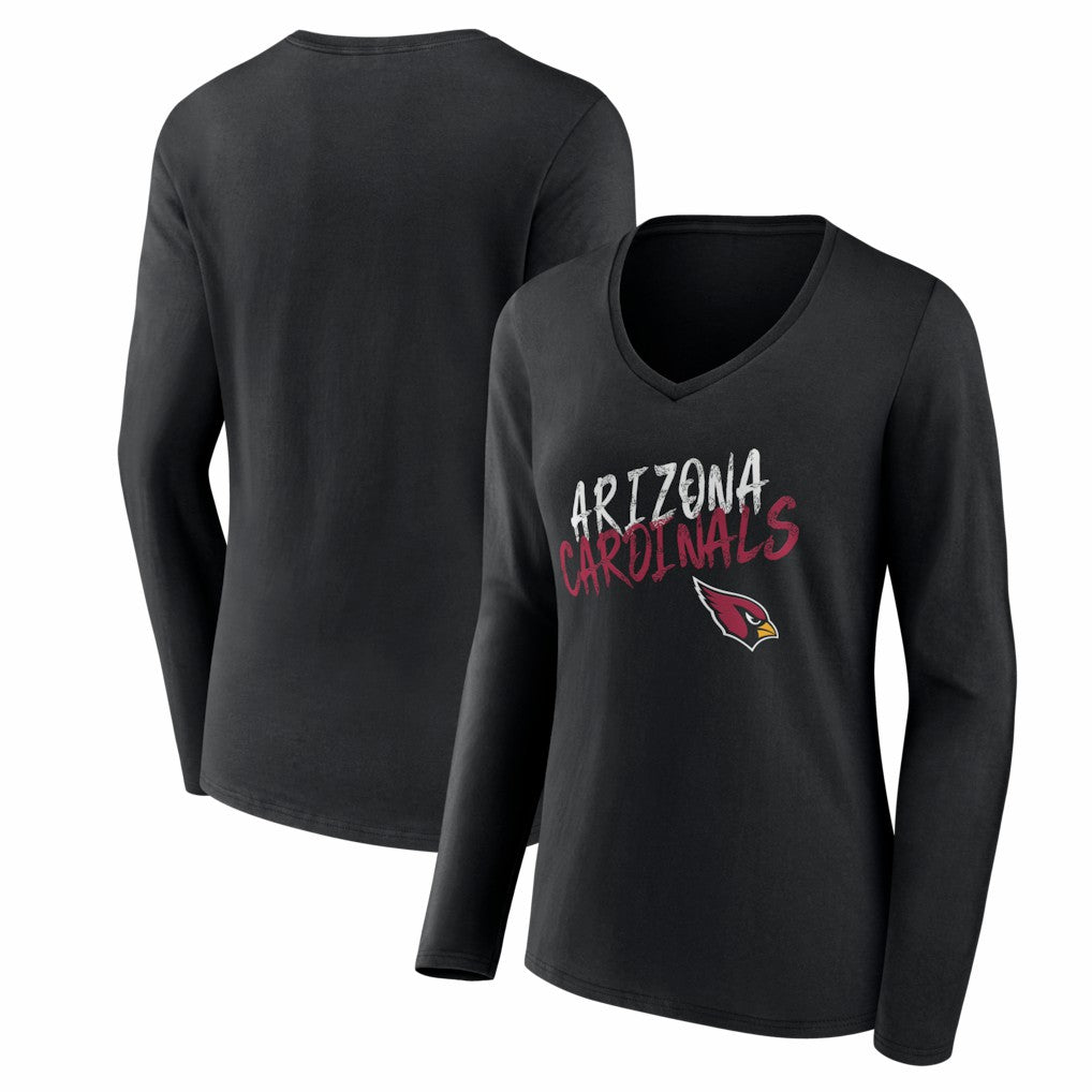 Arizona Cardinals Women's Hustle Long Sleeve V-Neck T-Shirt Black