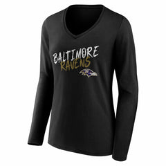 Baltimore Ravens Women's Hustle Long Sleeve V-Neck T-Shirt Black