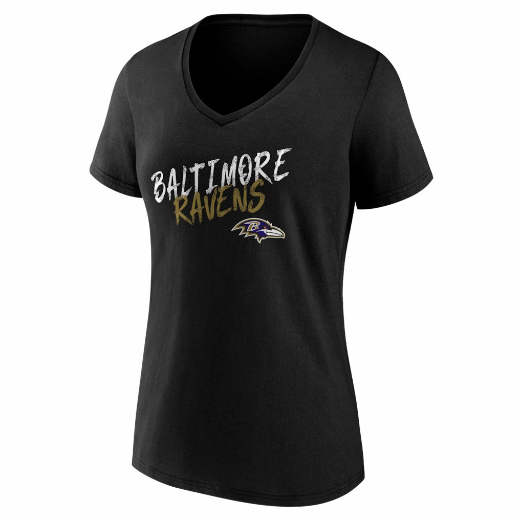 Baltimore Ravens Women's Hustle V-Neck T-Shirt Black