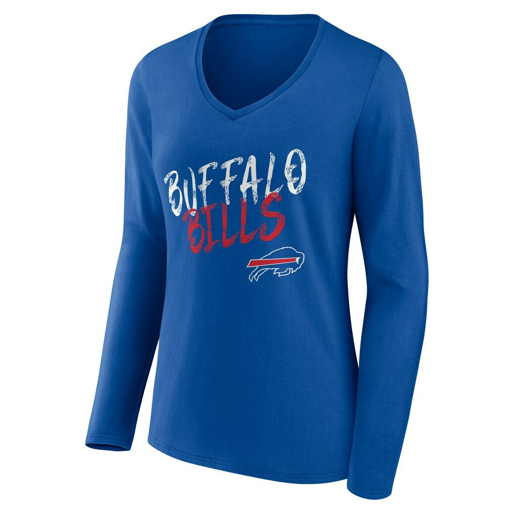 Buffalo Bills Women's Hustle Long Sleeve V-Neck T-Shirt Royal
