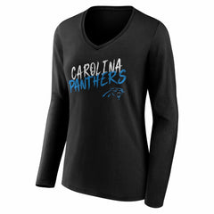 Carolina Panthers Women's Hustle Long Sleeve V-Neck T-Shirt Black
