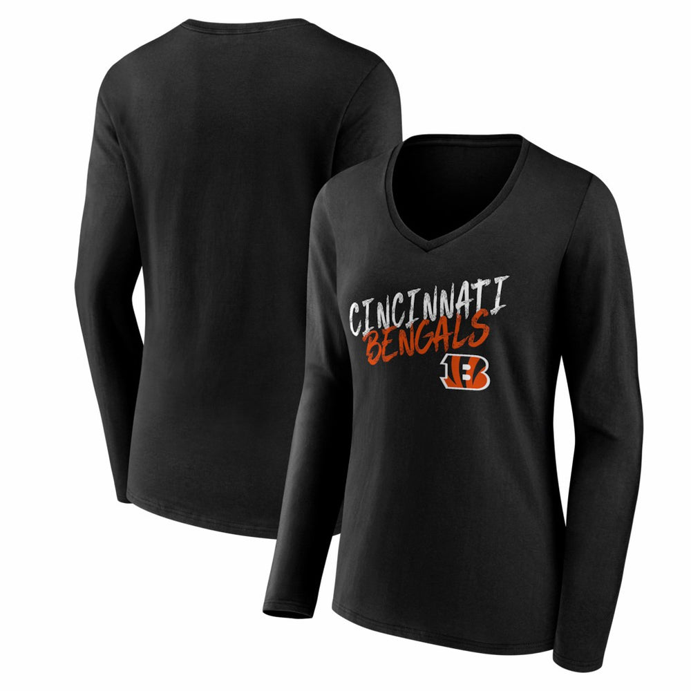 Cincinnati Bengals Women's Hustle Long Sleeve V-Neck T-Shirt Black