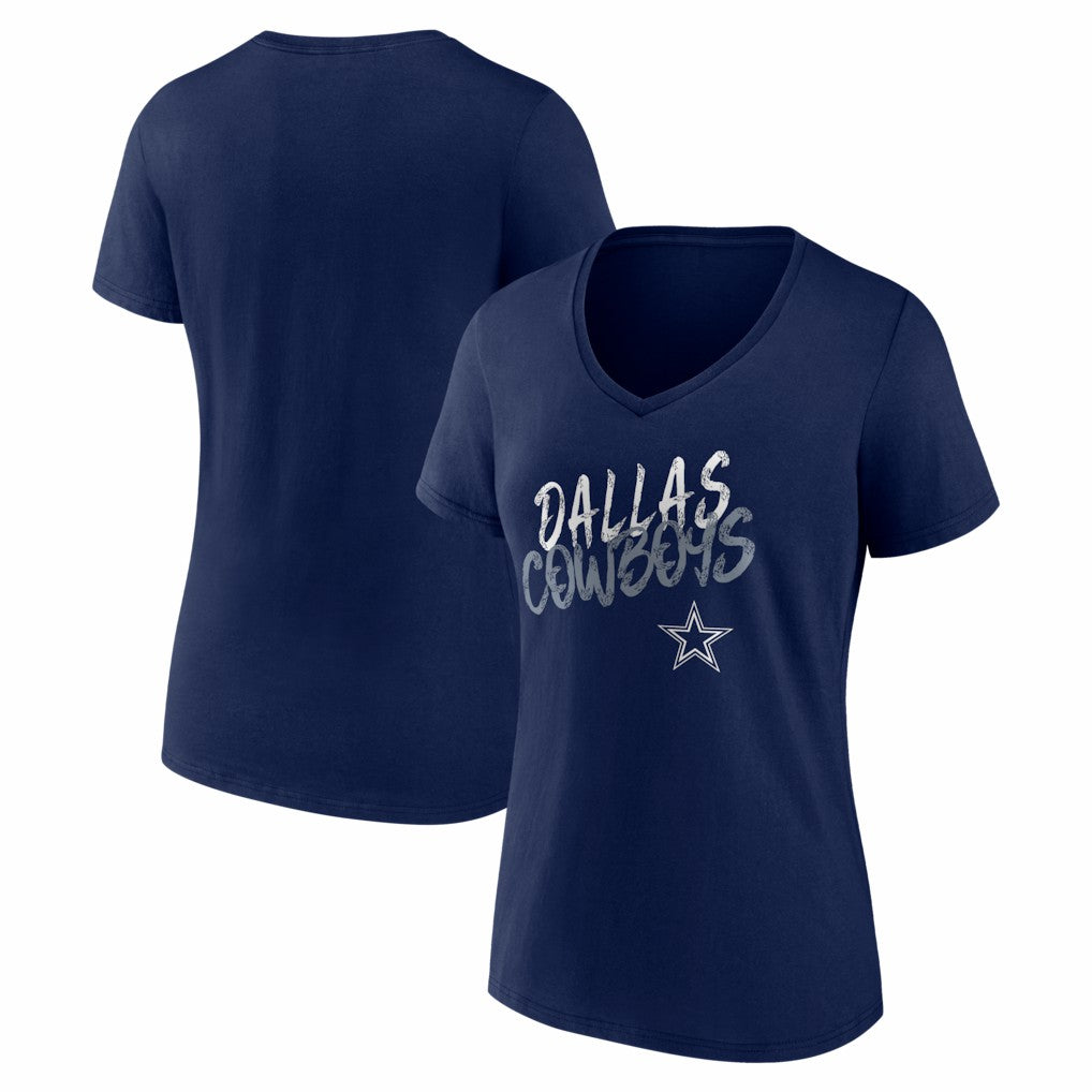 Dallas Cowboys Women's Hustle V-Neck T-Shirt Navy