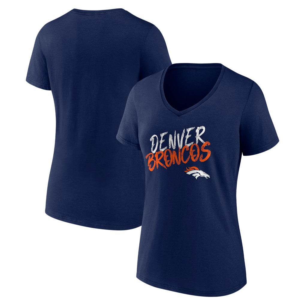 Denver Broncos Women's Hustle V-Neck T-Shirt Navy