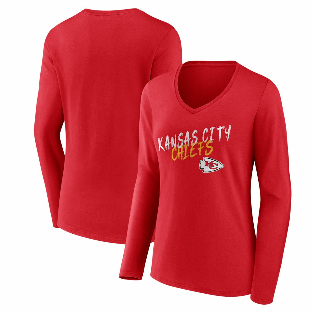 Kansas City Chiefs Women's Hustle Long Sleeve V-Neck T-Shirt Red