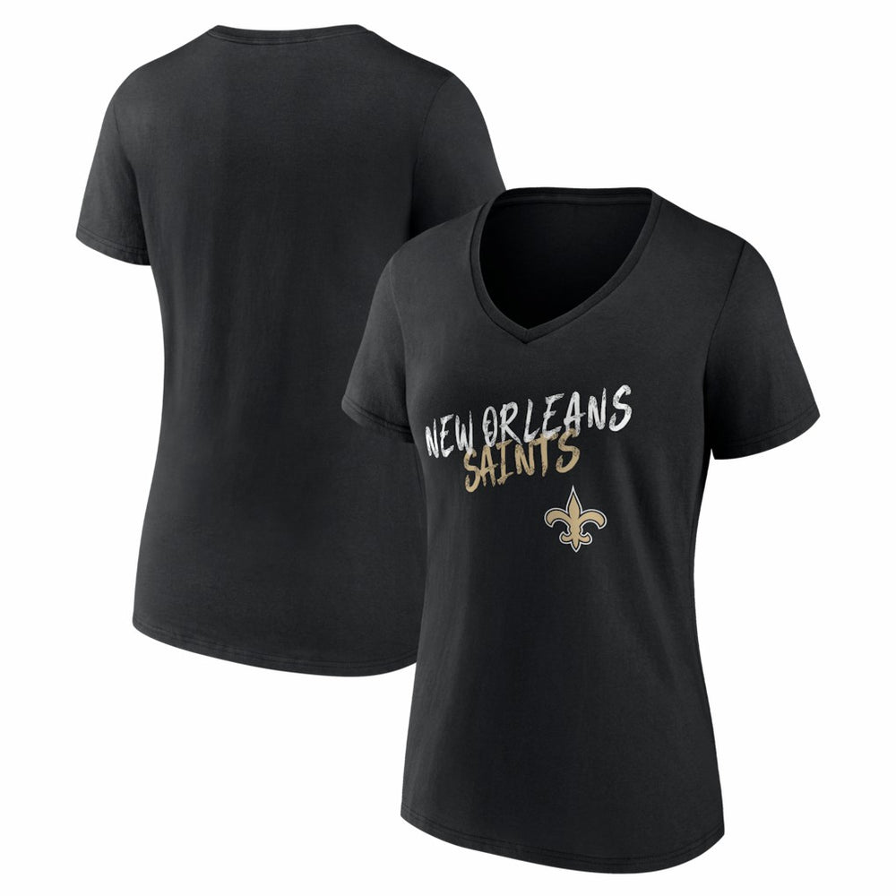 New Orleans Saints Women's Hustle V-Neck T-Shirt Black