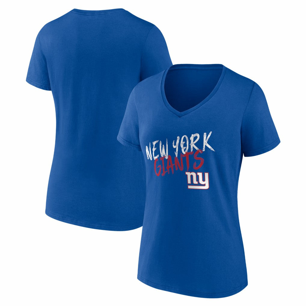 New York Giants Women's Hustle V-Neck T-Shirt Royal