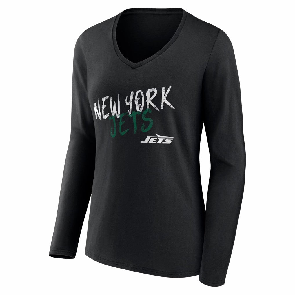 New York Jets Women's Hustle Long Sleeve V-Neck T-Shirt Black