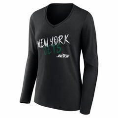 New York Jets Women's Hustle Long Sleeve V-Neck T-Shirt Black