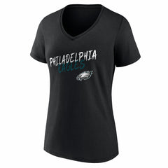 Philadelphia Eagles Women's Hustle V-Neck T-Shirt Black