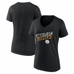 Pittsburgh Steelers Women's Hustle V-Neck T-Shirt Black